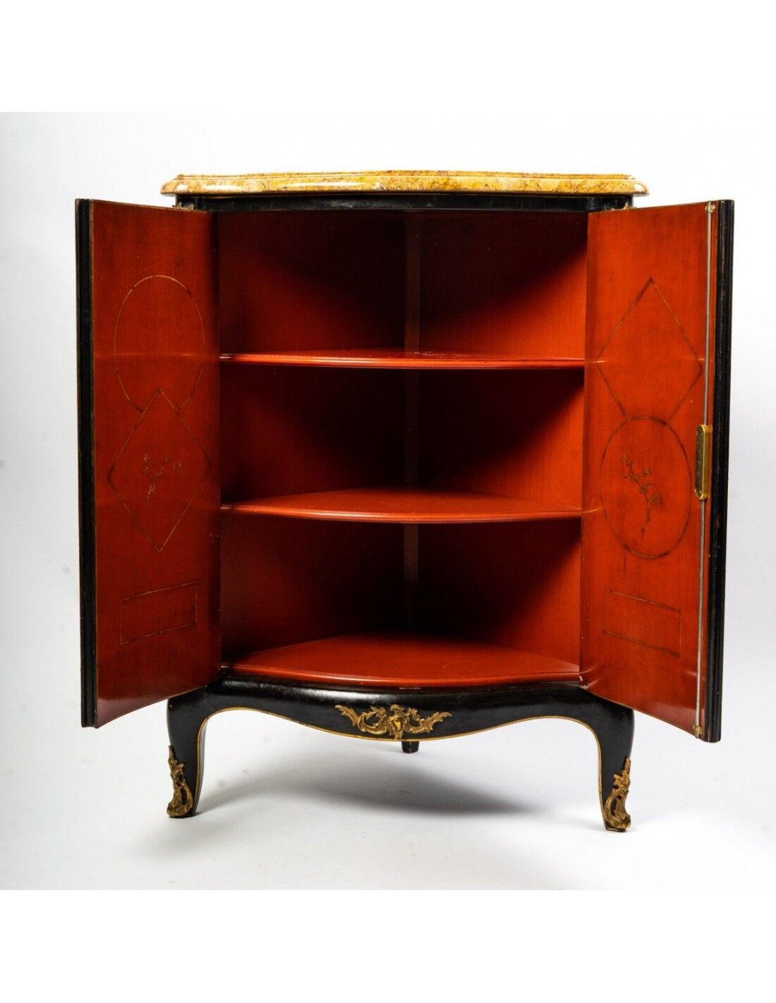 Pair of black wood corner buffets