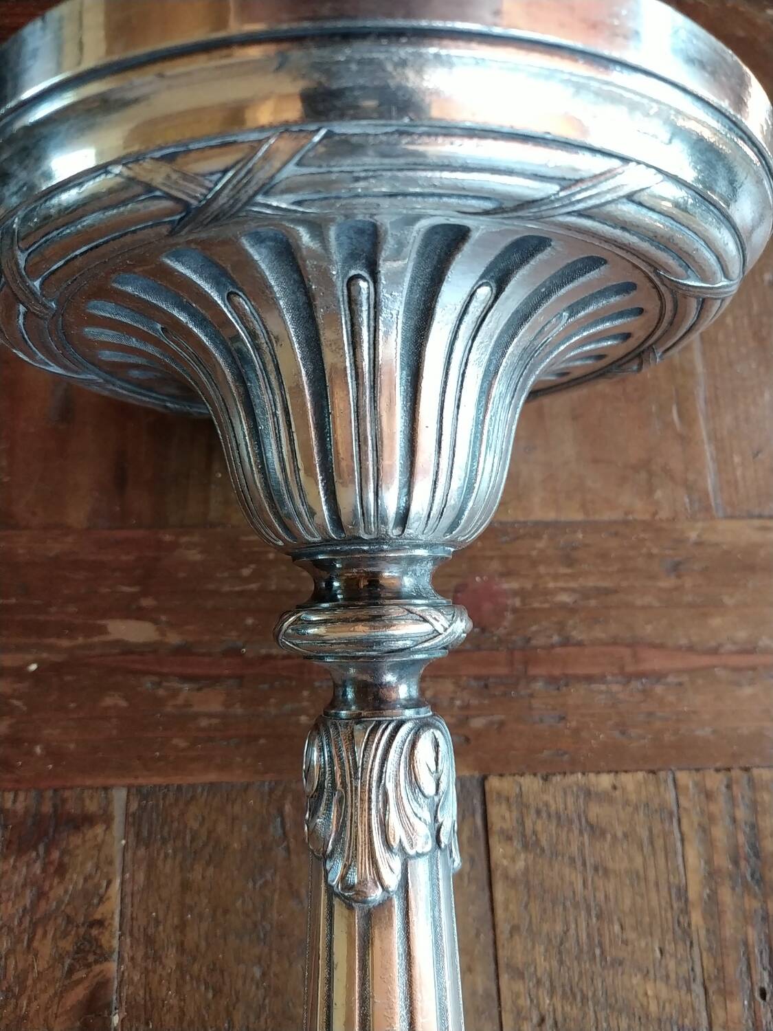 Pied de lampe Victorien en bronze argenté