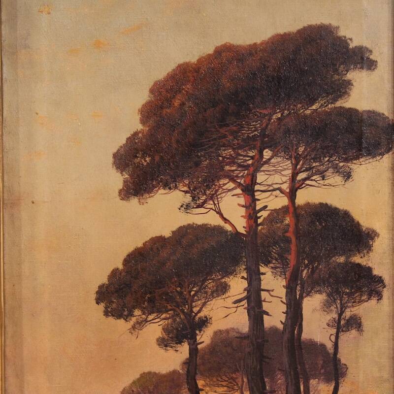 Peinture de paysage italien signée Marko du 19ème siècle.