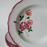Set of 7 Salins soup plates with serrated edges with flowers 1950