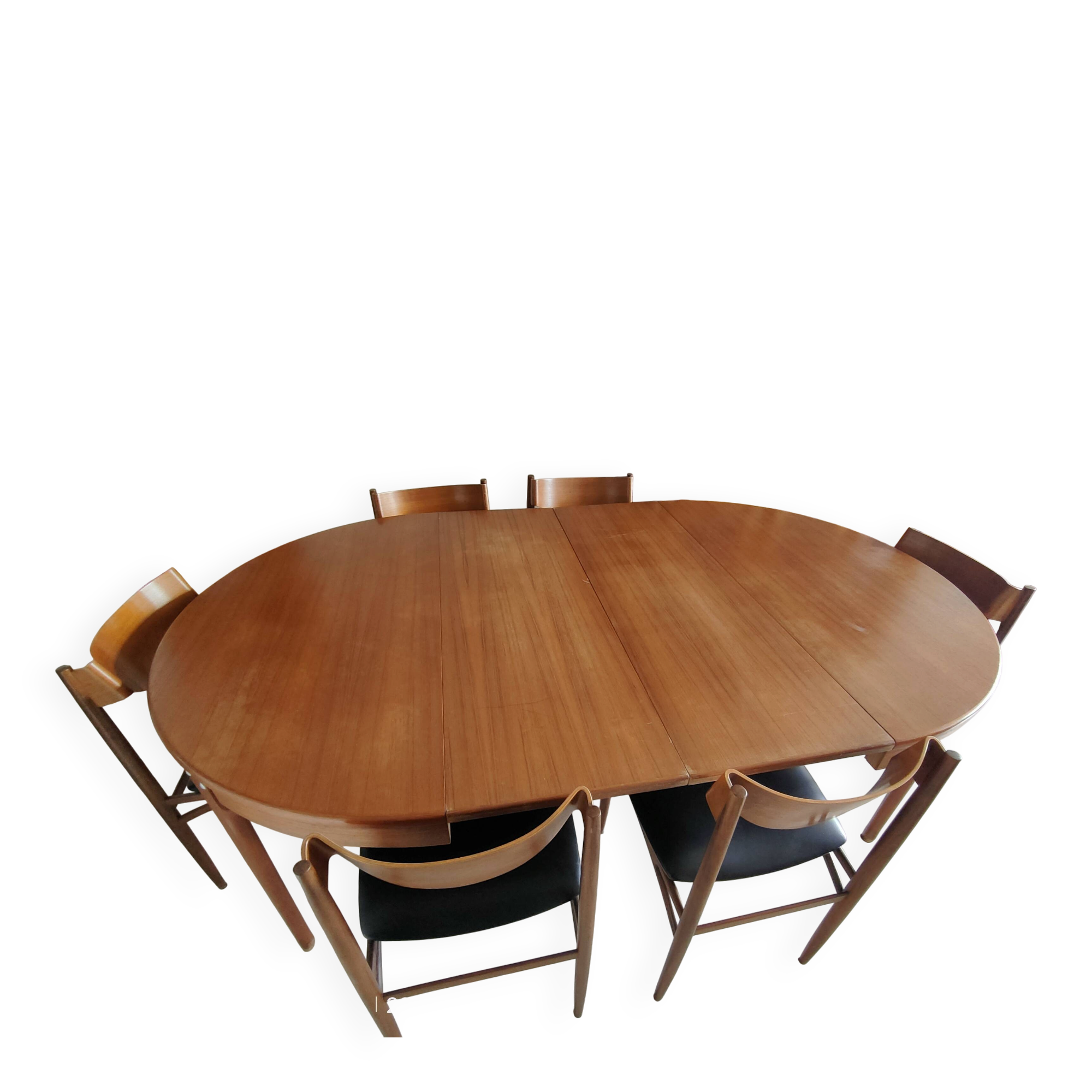 Scandinavian dining table, signed Meubles TV Paris, 1960.