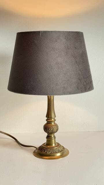 MASSIVE BRASS LAMP and VINTAGE Velvet