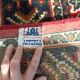 Vintage carpet in bright red background wool, 258x178 cm