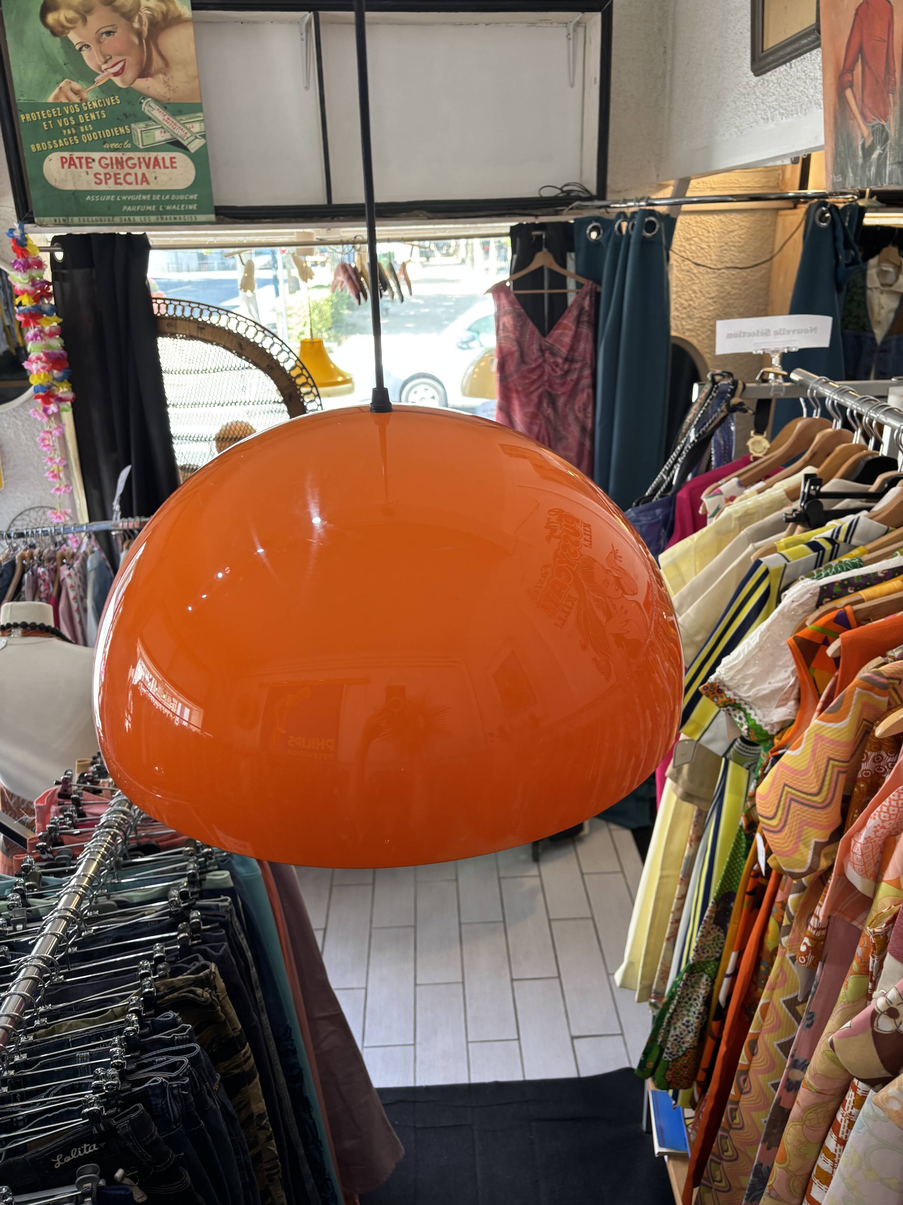 Space Age orange pendant light 1970