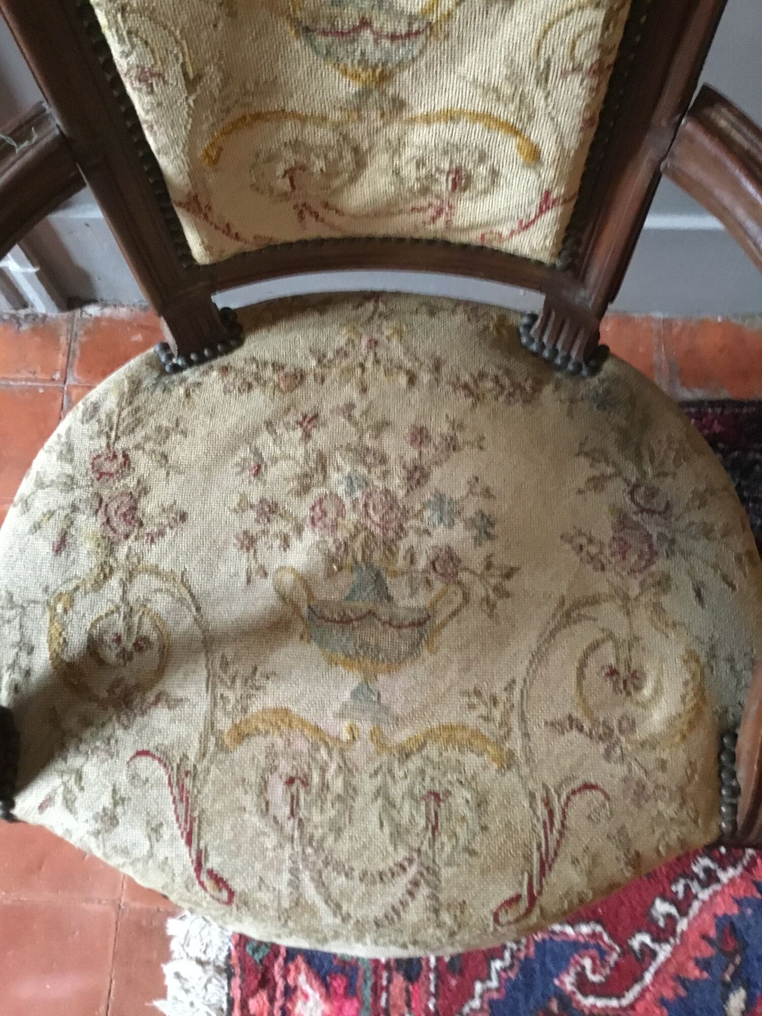 Pair of convertible armchairs Louis XVI, XIXth century style