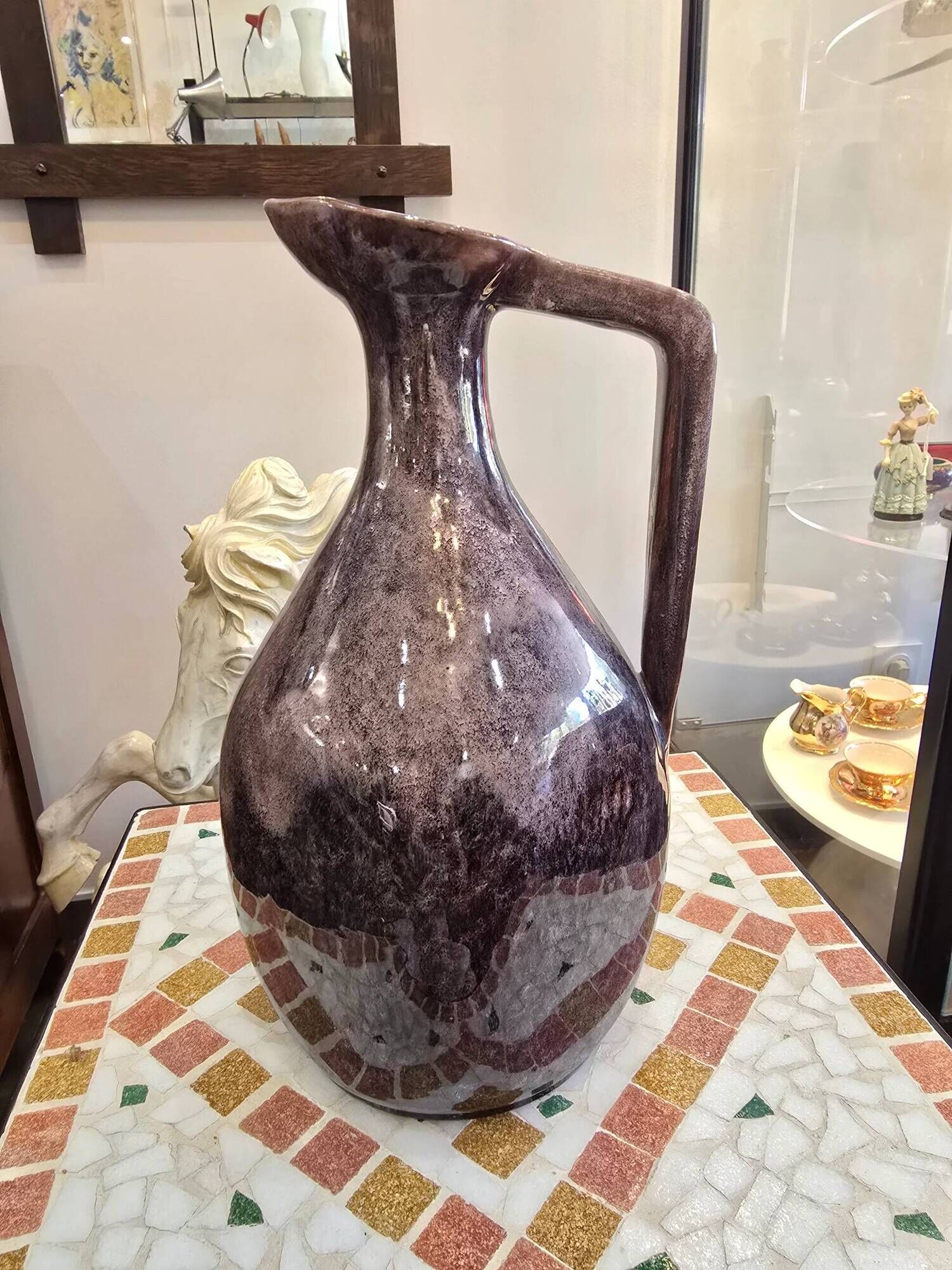 Large pitcher / sculptural vase Accolay – Potters of Accolay – 1950s-60s – signed, No. 3 – H. 33 cm