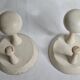 Pair of double hooks in white lacquered wood design, vintage