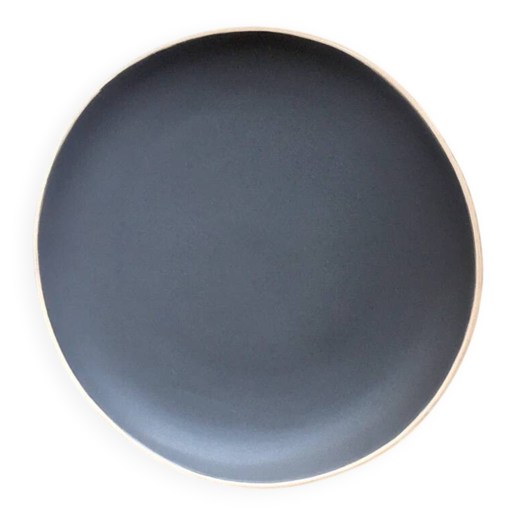 Asymmetrical grey stoneware plate 26 cm