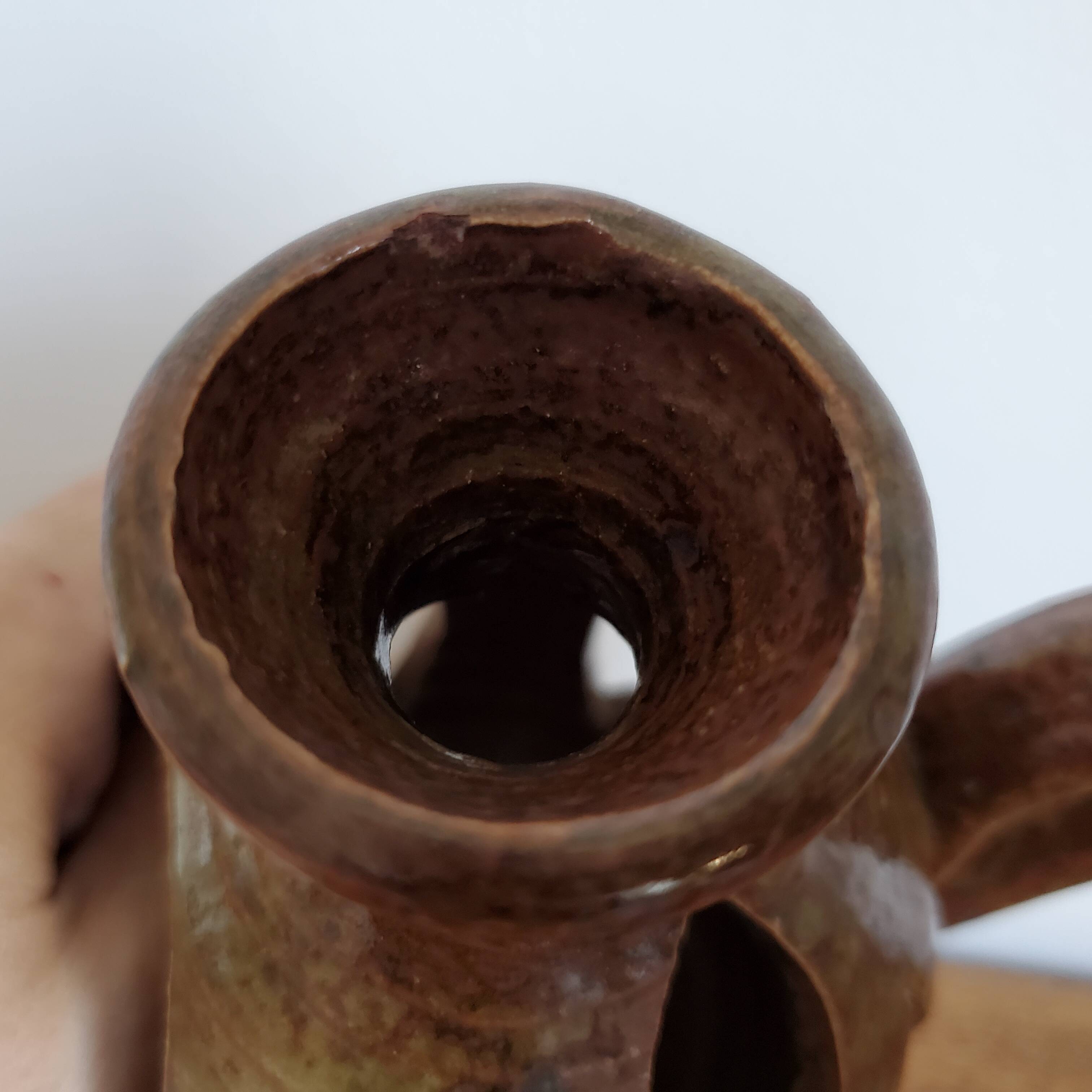 Pyrite sandstone candle holder