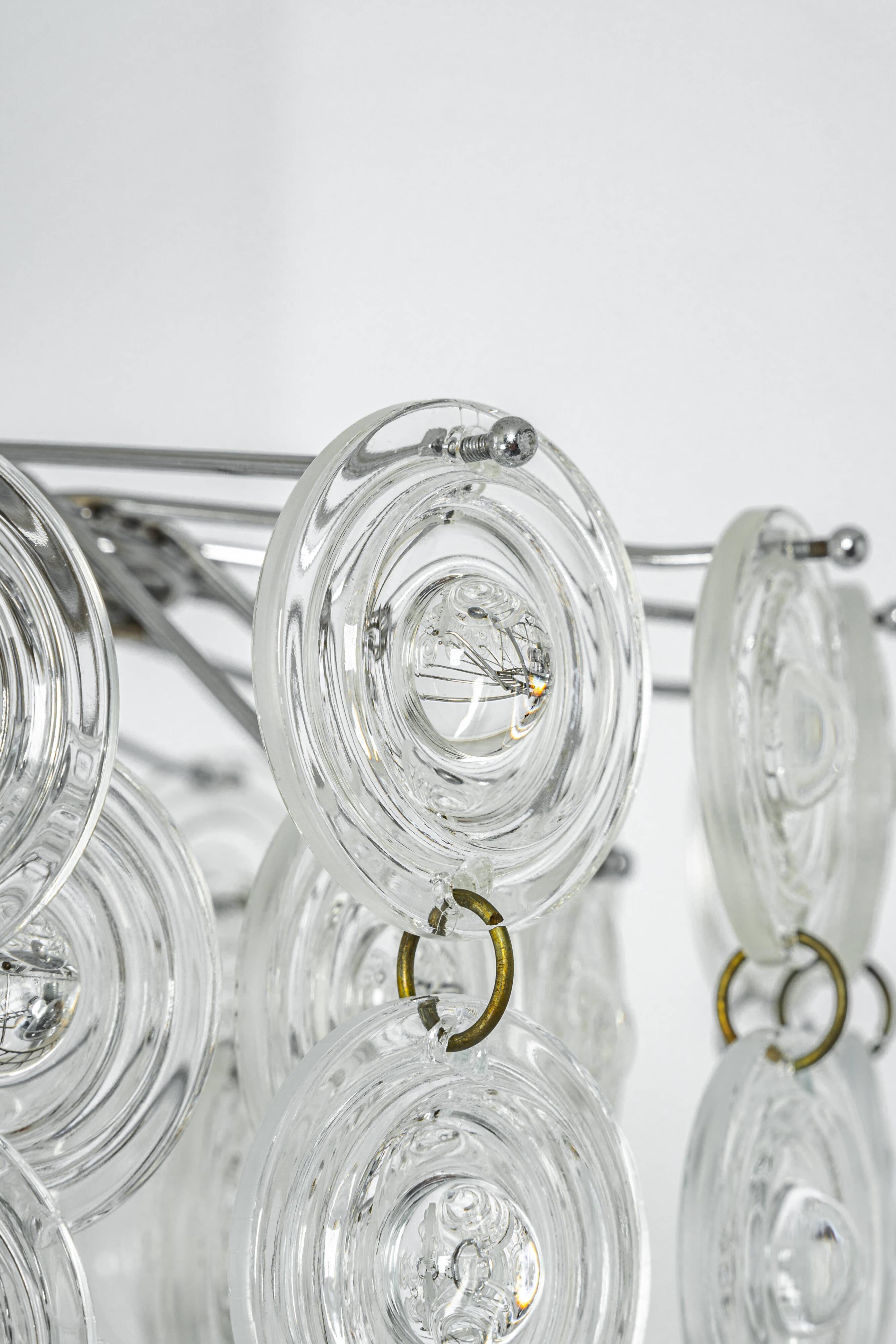 Small sparkling pendant light, chrome and crystal glass by Kinkeldey, Germany, 1970.