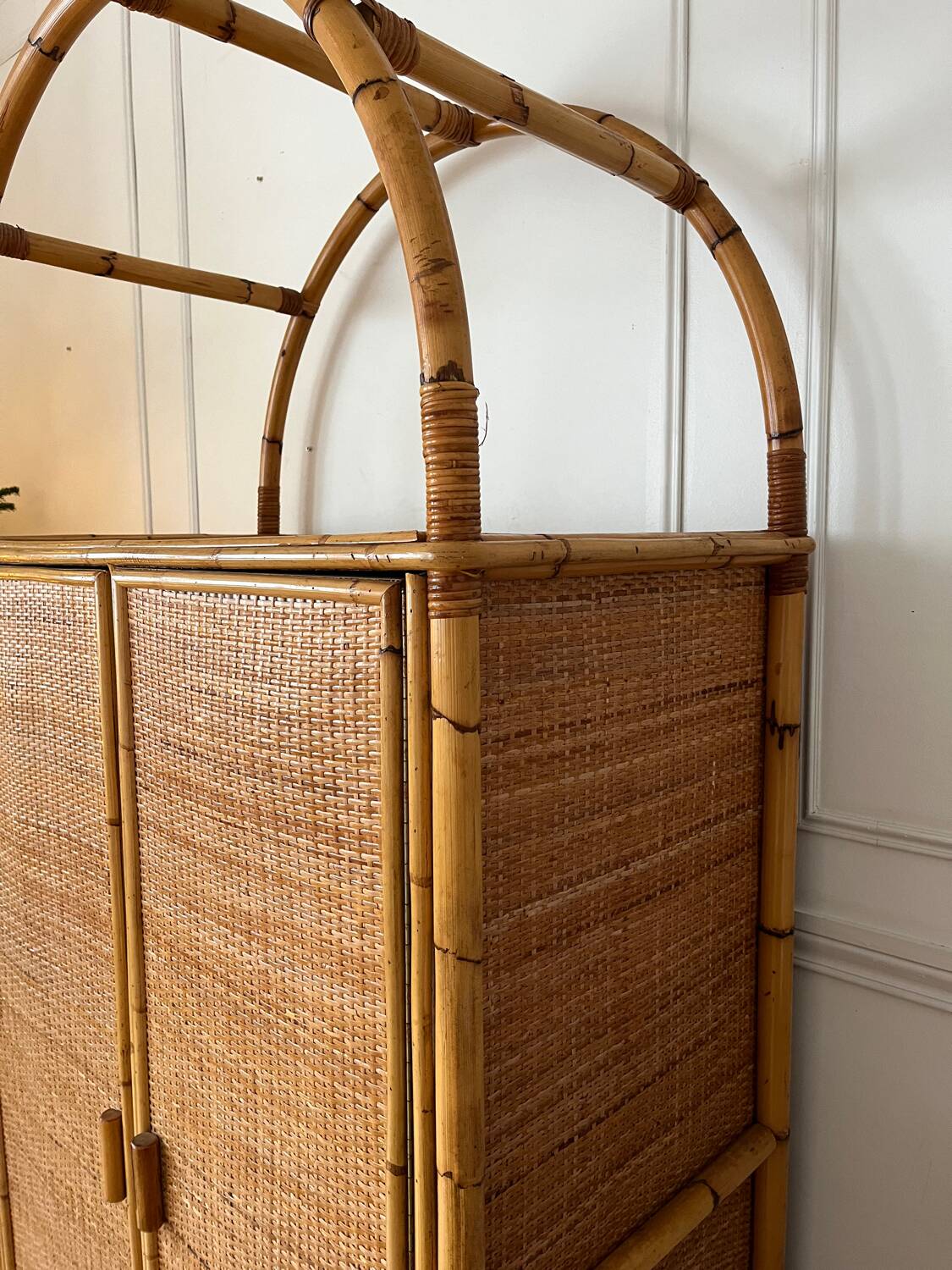Vintage rattan wardrobe