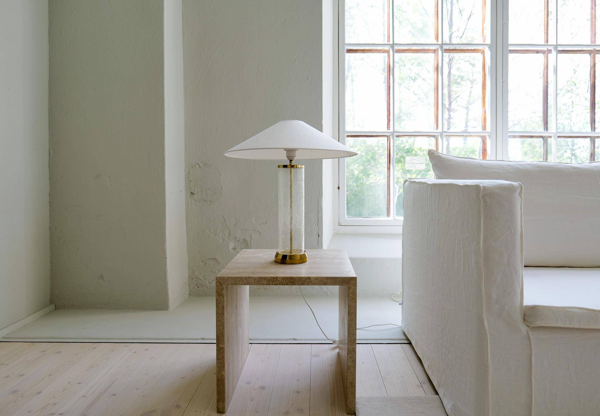 Mid-century glass and brass table lamp Bergbom B-019 Sweden 1960s