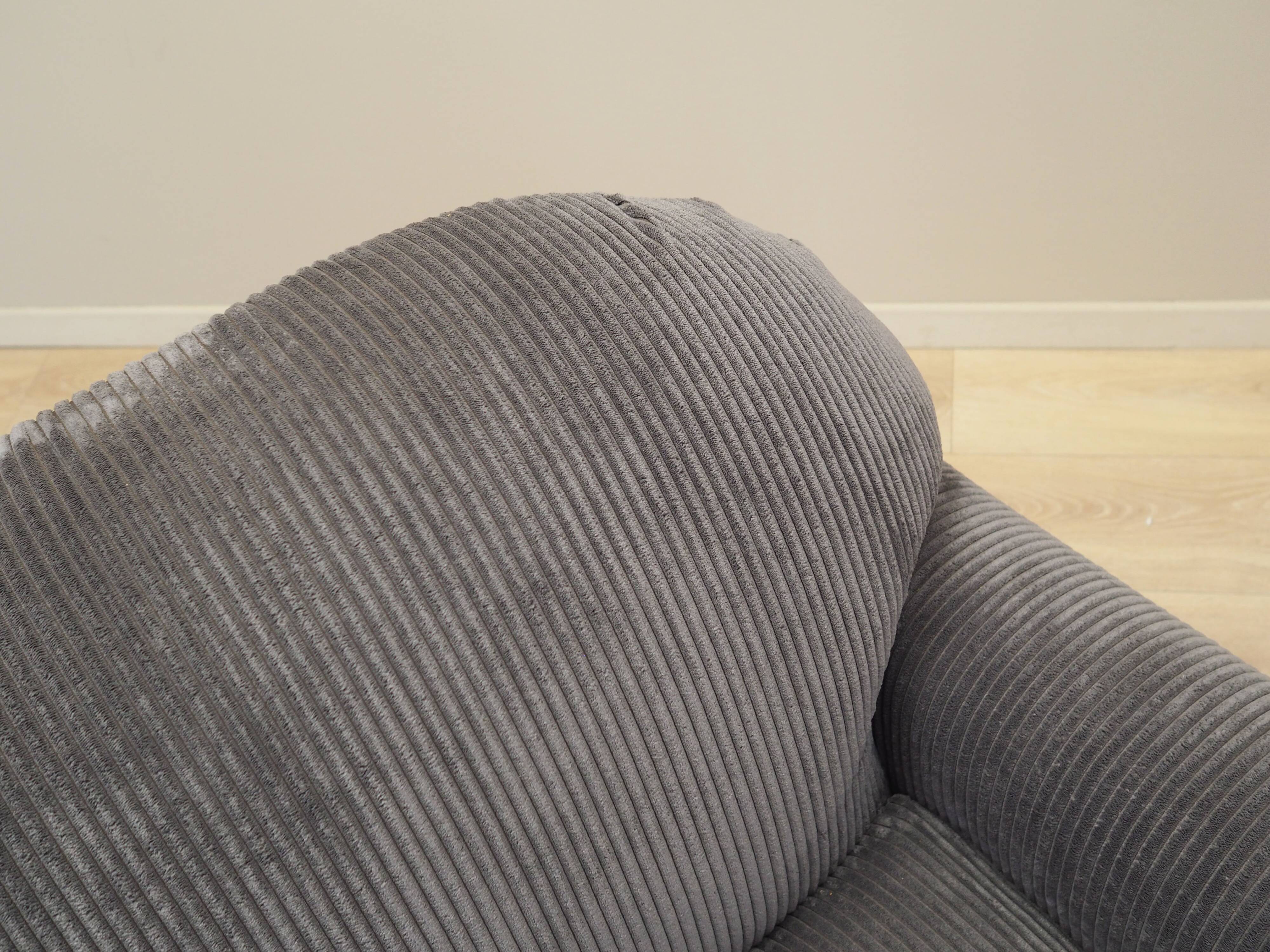 Grey velour armchair, Italian design, 1980s, production: Italy