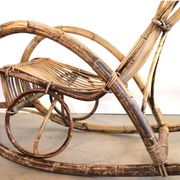 Rocking chair in bamboo and rattan, 1950