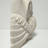 Signed stone owl sculpture