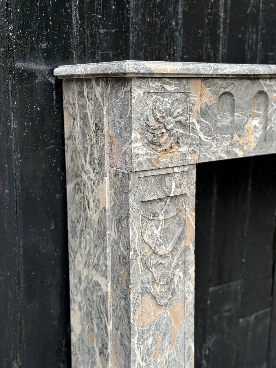 Louis XVI Fireplace In Gray Ardennes Marble, 18th Century