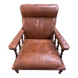 Fauteuil en cuir marron