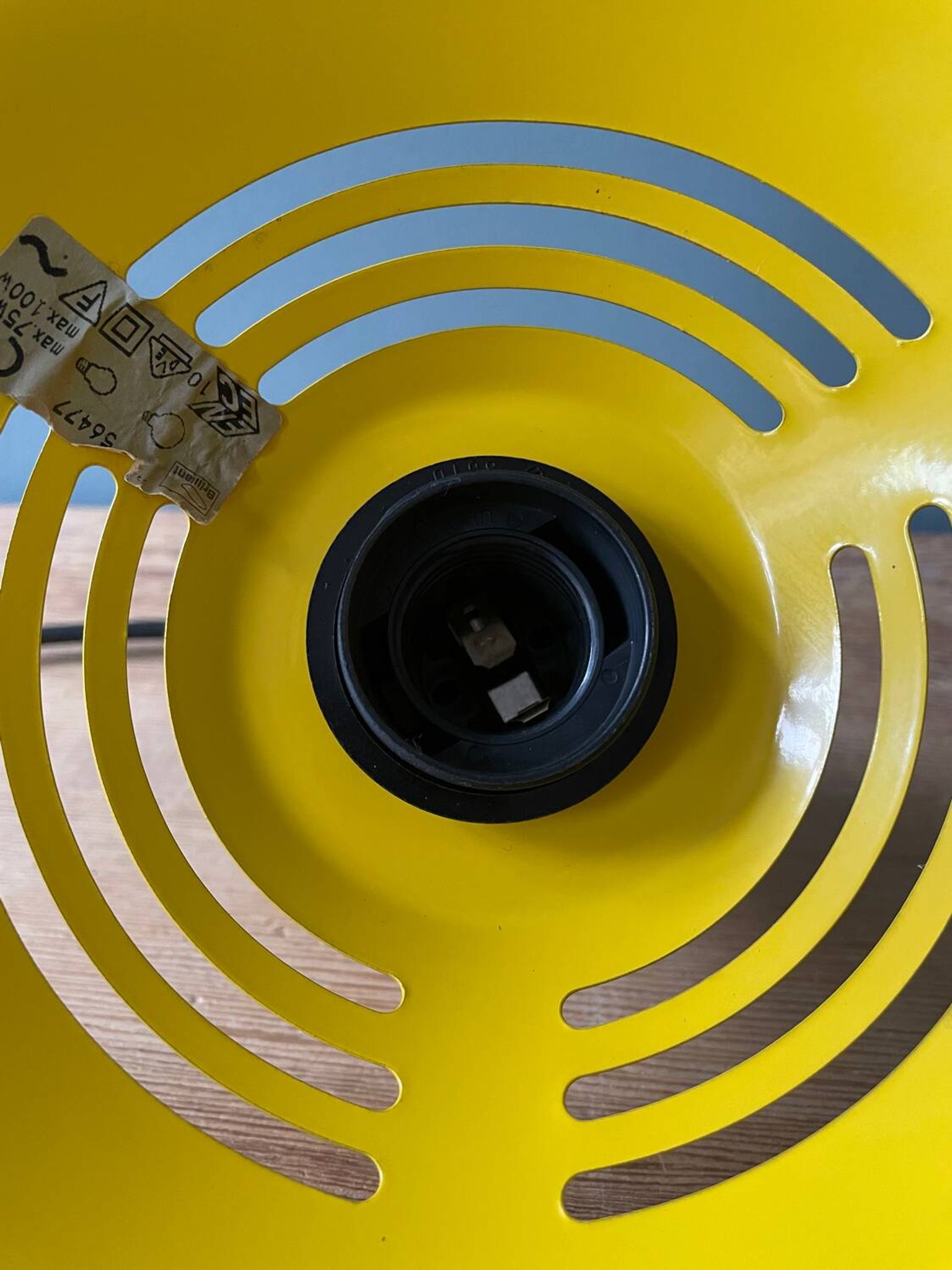 Memphis style yellow pendant light, 1980s