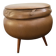 Light brown leather pouf with storage