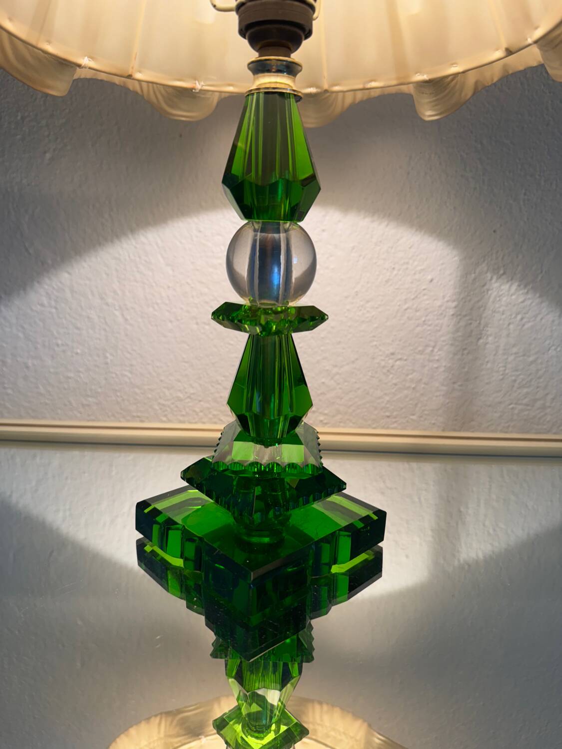 Lampe cristal émeraude Art Déco