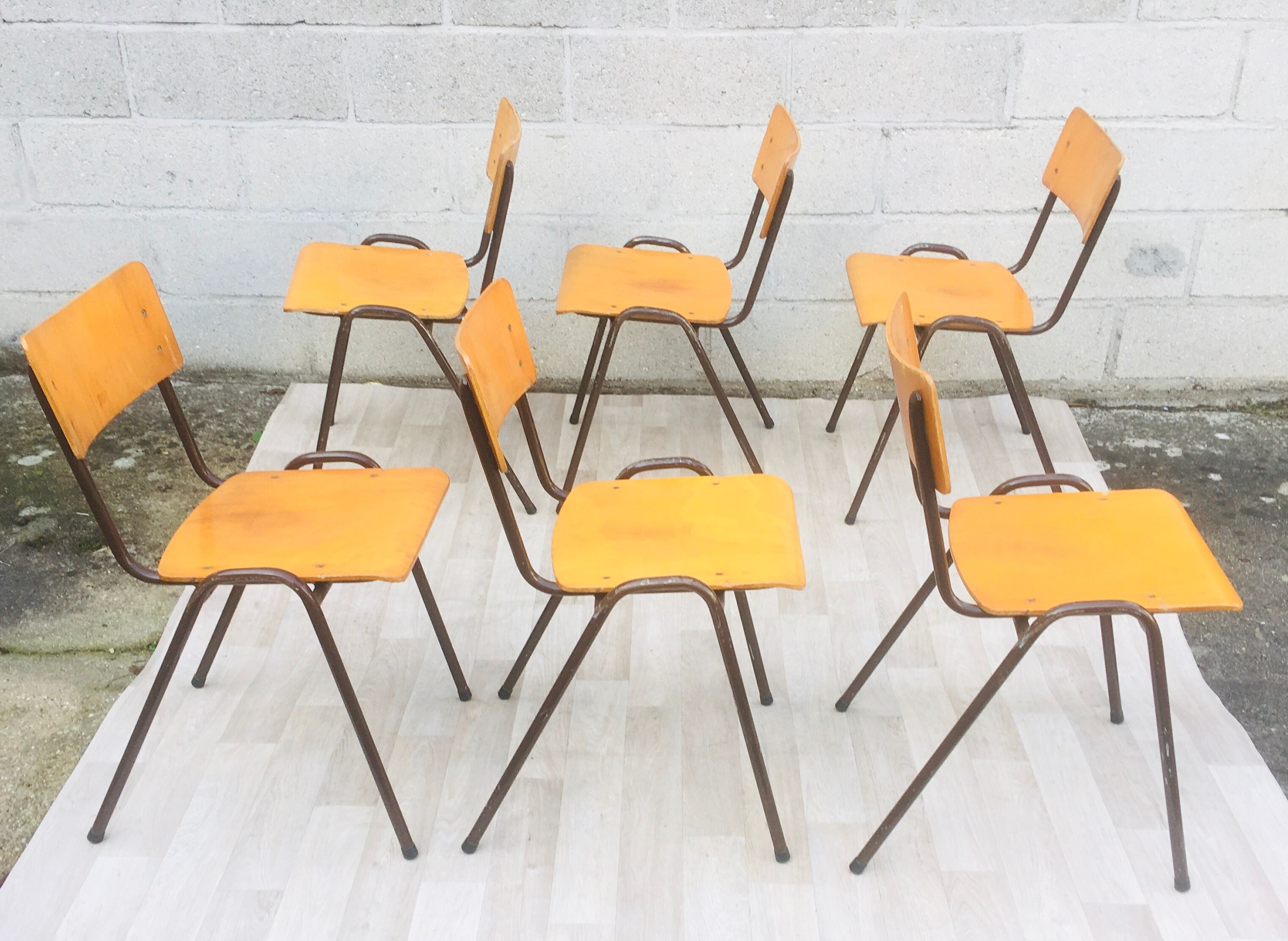 Set of 6 retro chairs in Vervoort wood