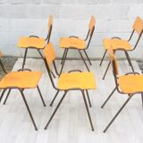 Set of 6 retro chairs in Vervoort wood