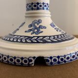 Pair of old candlesticks in blue and white earthenware Gien 1950
