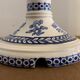 Paire de bougeoirs anciens en faïence bleue et blanche Gien 1950