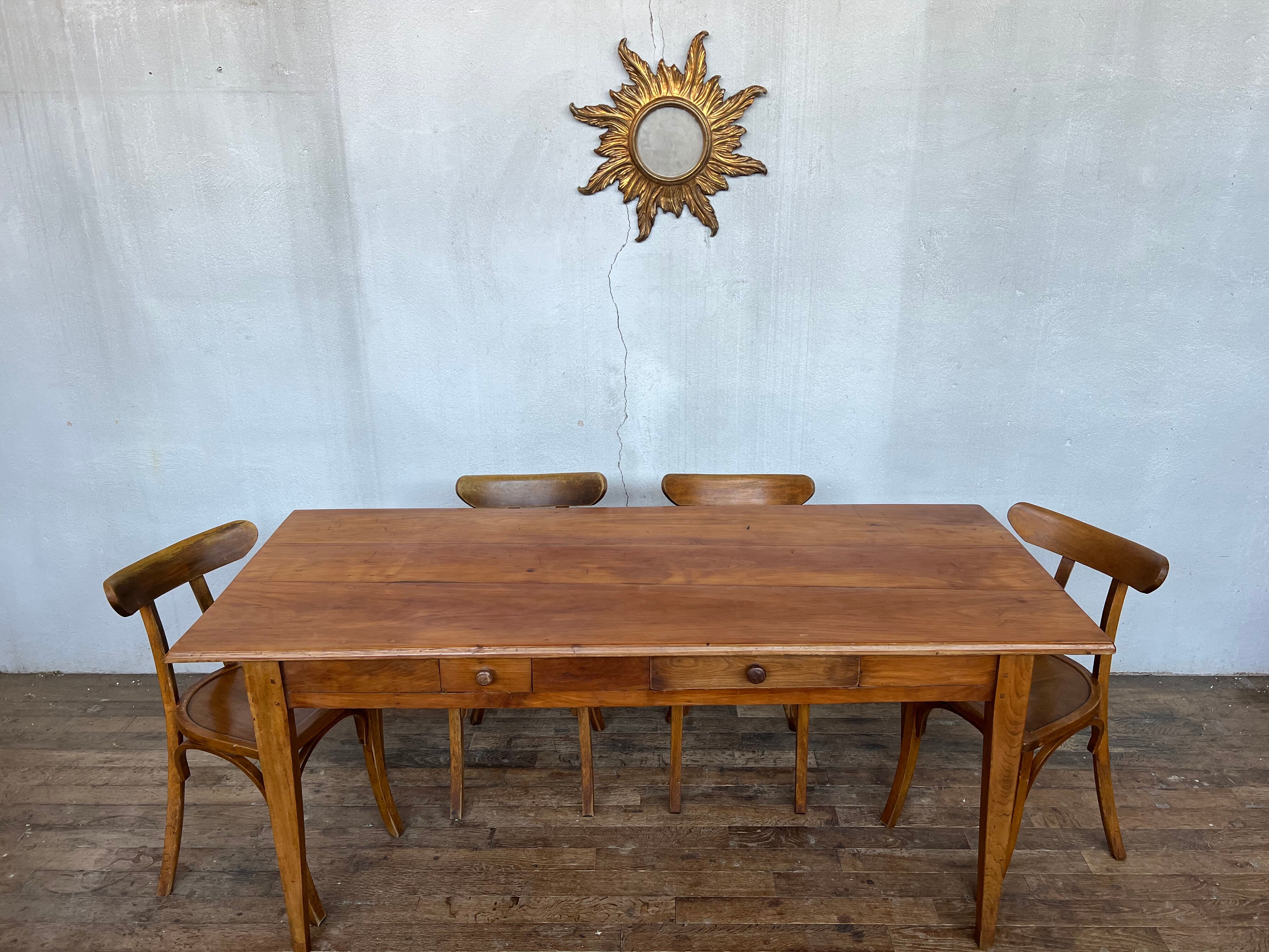 Old farmhouse table early XXth legs spindles solid wood