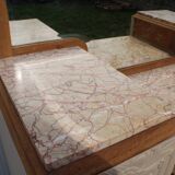 Renovated Art Deco buffet, pink marble and original mirror.