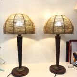 Paire lampe unilux en corde, 1970