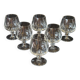 6 cognac glasses in flat cut crystal