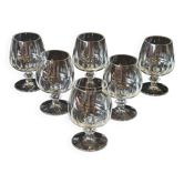 6 cognac glasses in flat cut crystal