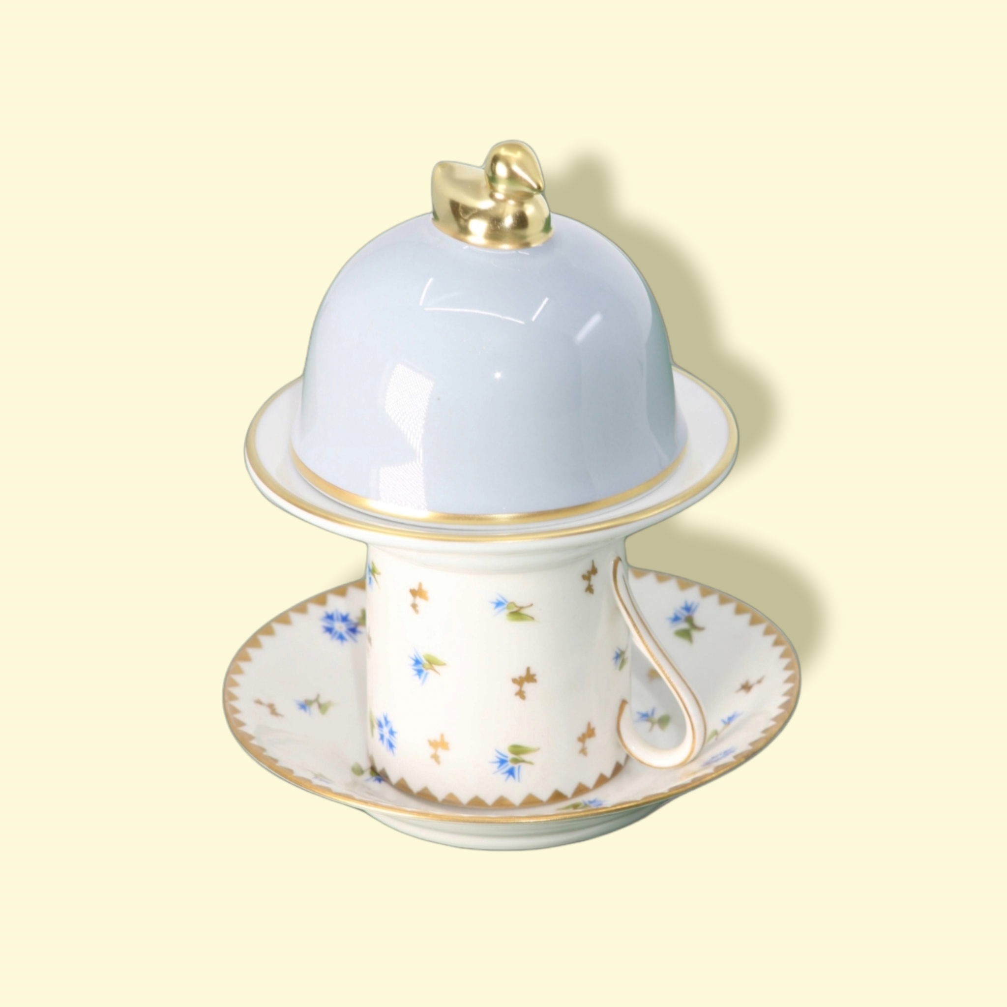 Silver-grey porcelain butter dish limoges legle under the sun