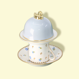 Silver-grey porcelain butter dish limoges legle under the sun