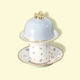 Silver-grey porcelain butter dish limoges legle under the sun