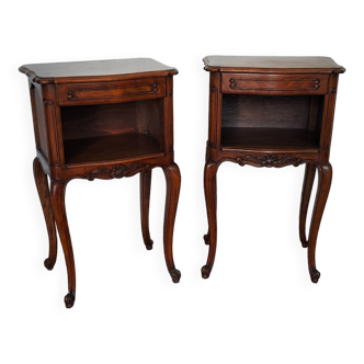 Pair of Louis XV oak bedside tables with one drawer