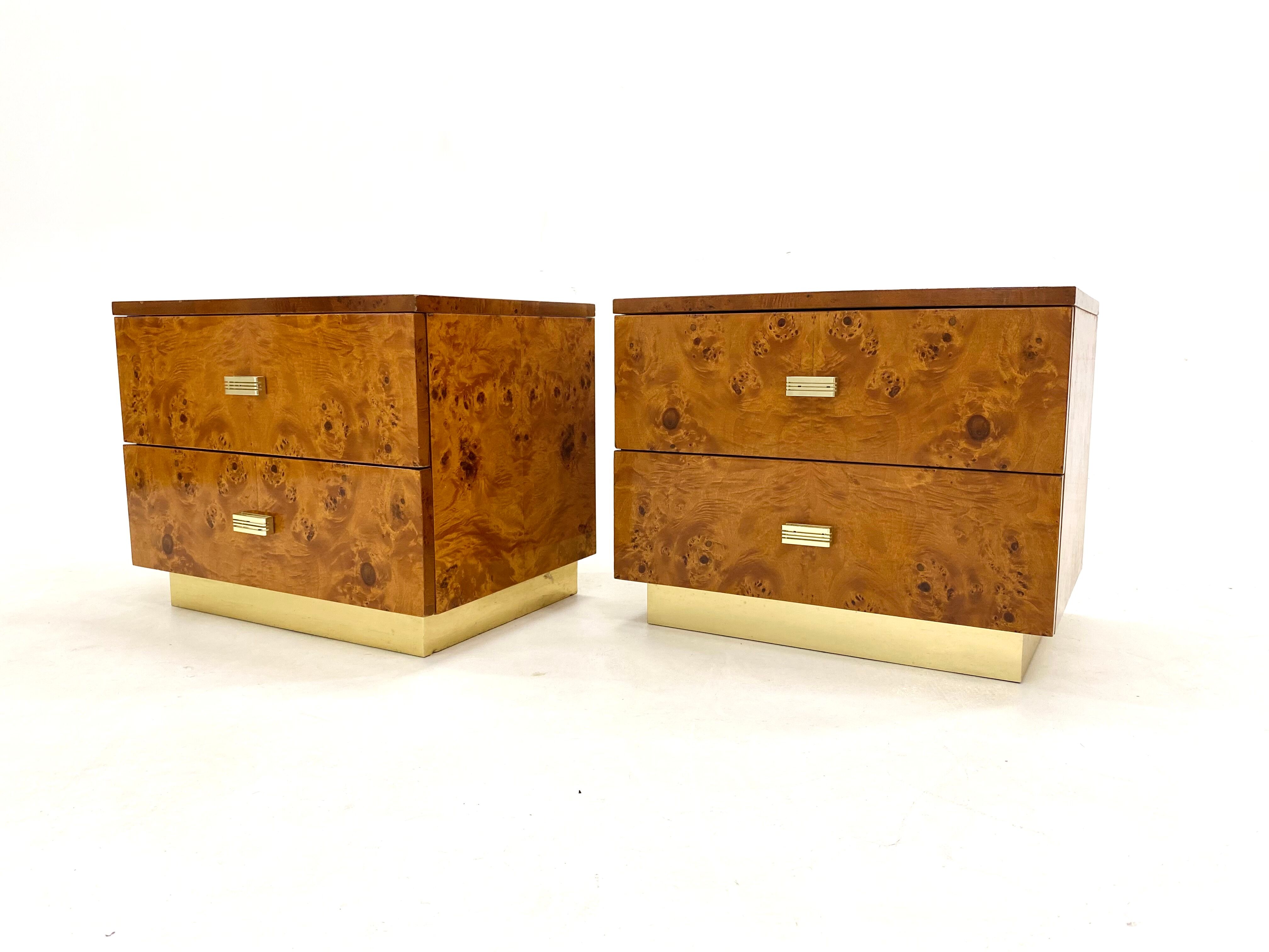 Pair of bedside tables elm magnifying glass 1970s