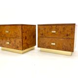 Pair of bedside tables elm magnifying glass 1970s