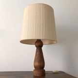 Scandinavian style wooden lamp with linen lampshade