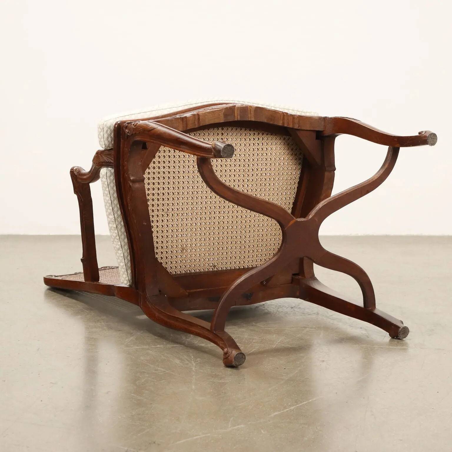 Antique baroque-style armchair in beech, France, 20th century