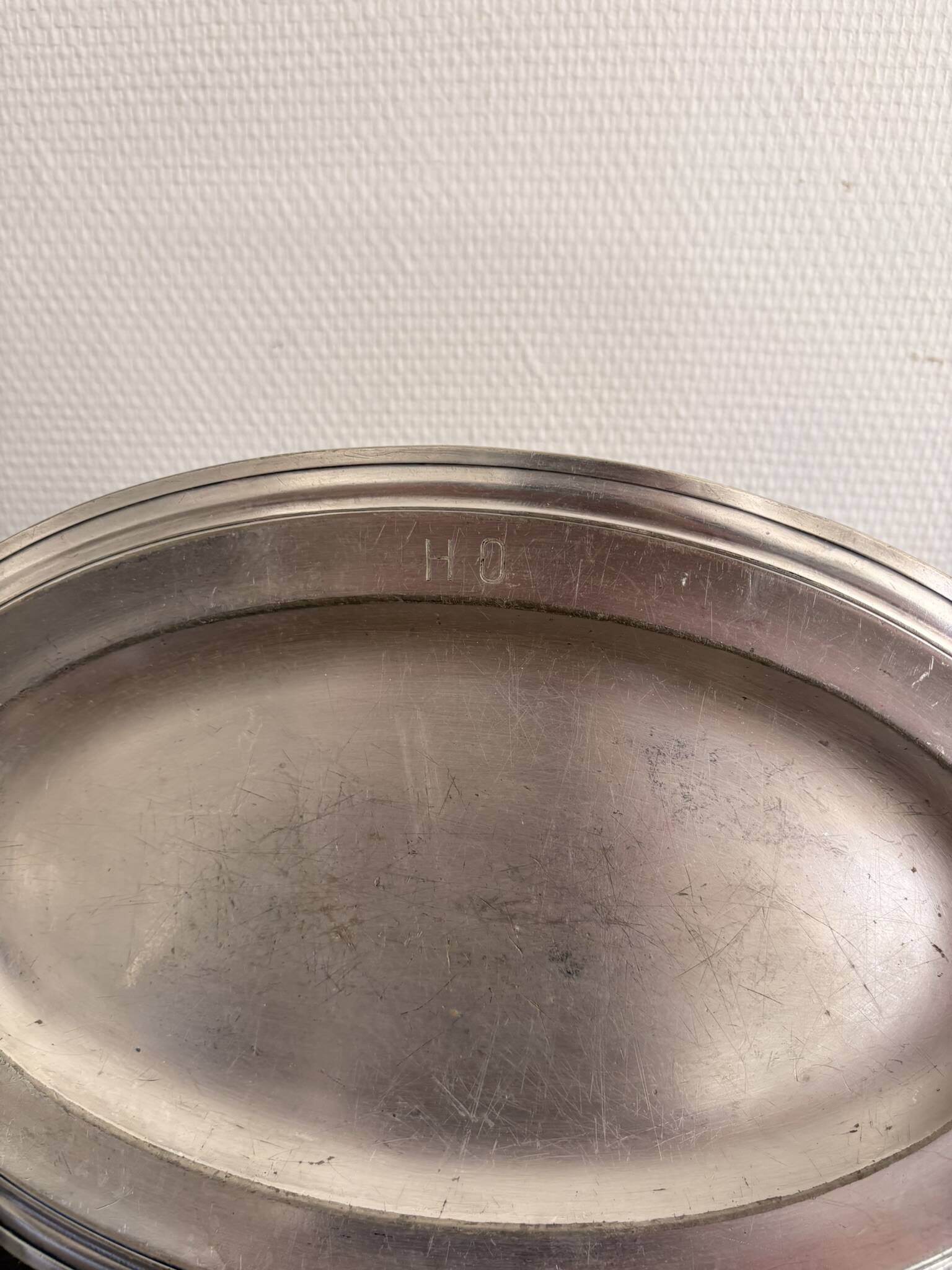 Antique Serving Dish Tray 18th Century Pewter Fondue HO