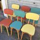 (Lot) 6 Multicoloured Compass Leg Chairs