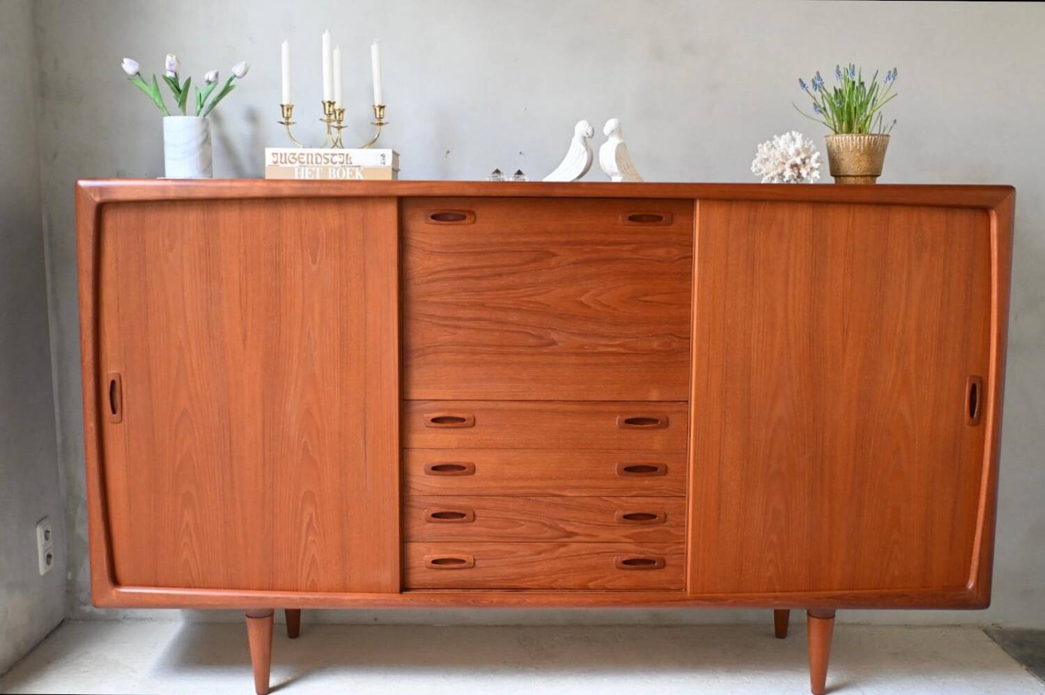 Danish Deaign Highboard by H.P. Hansen in Teak