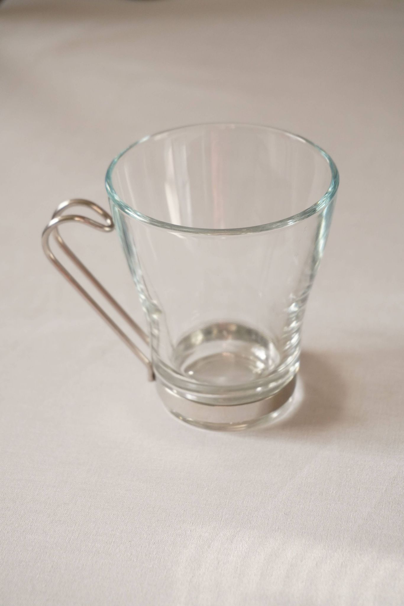 Set of 2 cups, glass and metal holder, Bormiolo Rocco, Italy