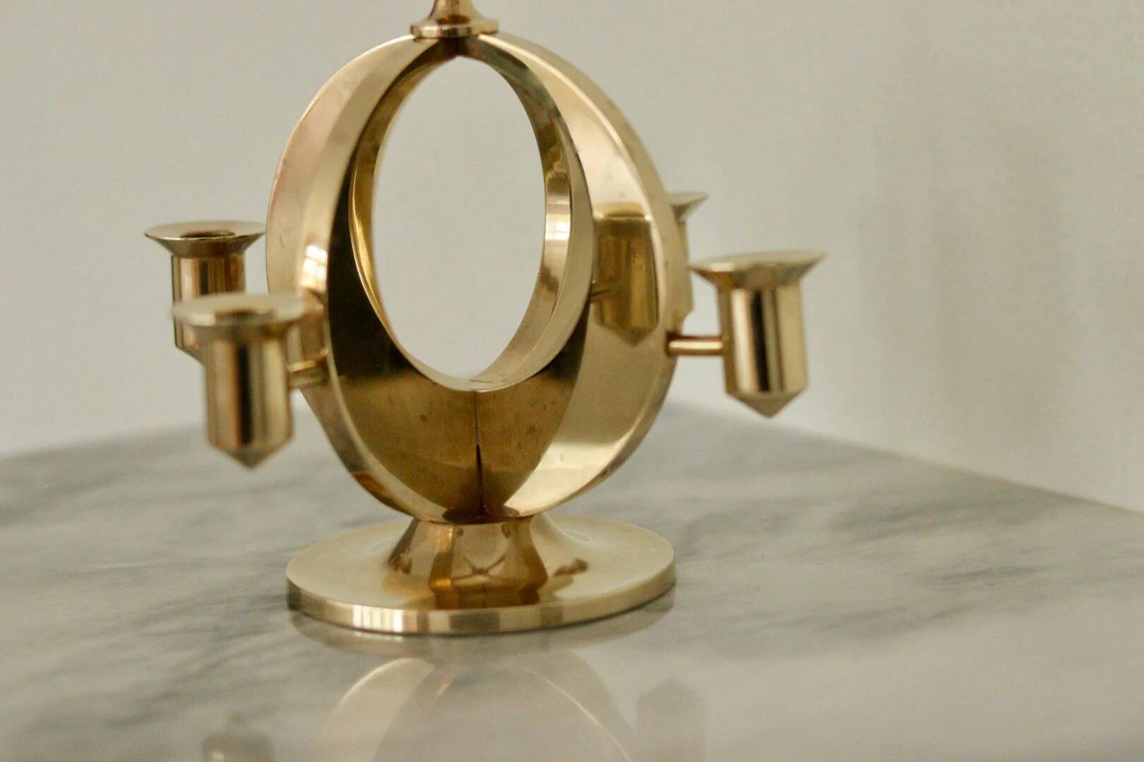 Candélabre suédois en laiton par Arthur Pe Kolbäck