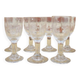 7 antique digestif glasses with Art Deco pattern