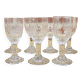 7 anciens verres à digest motif art déco