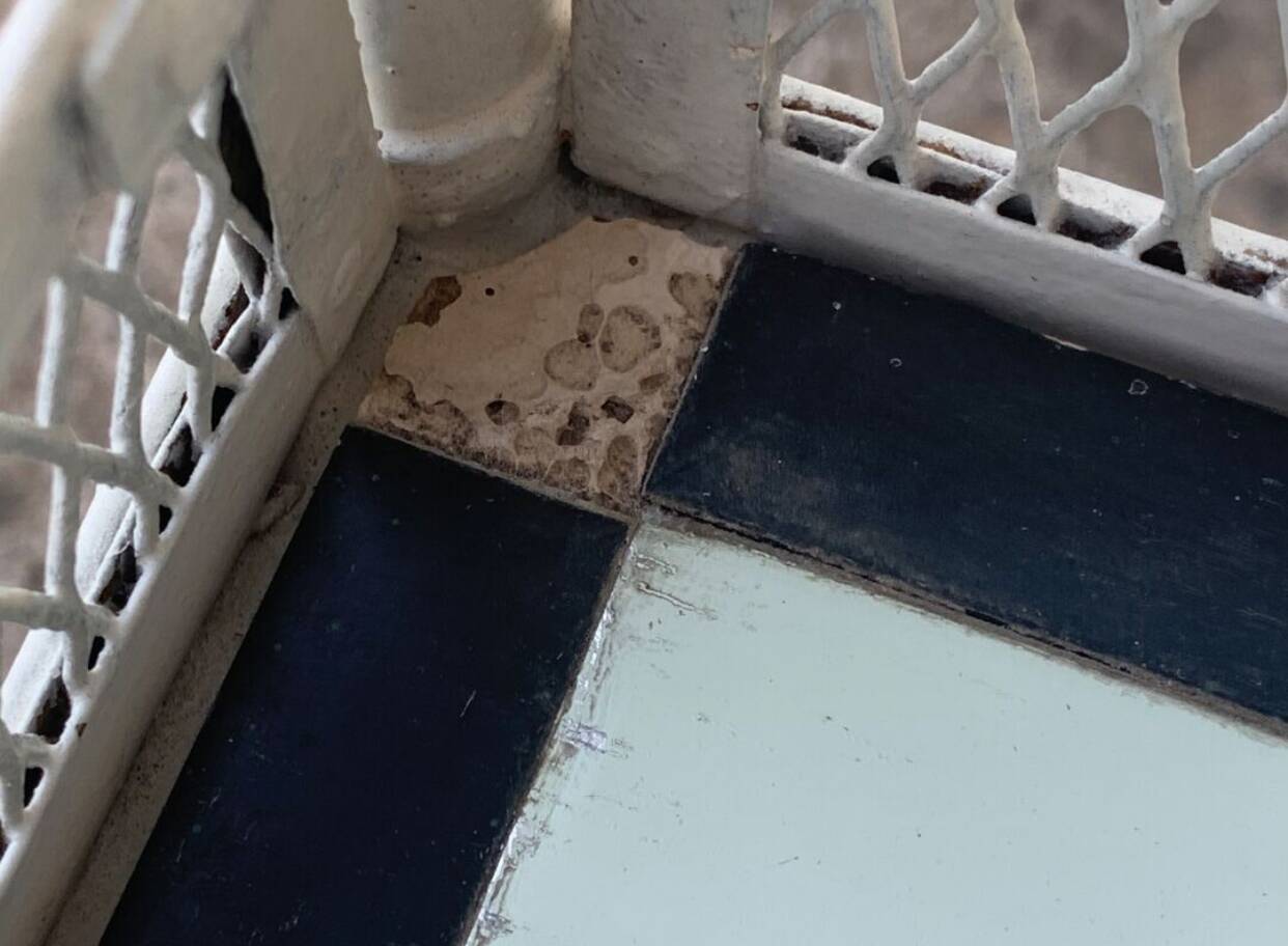 Vintage metal dessert trolley, openwork, 1950s.