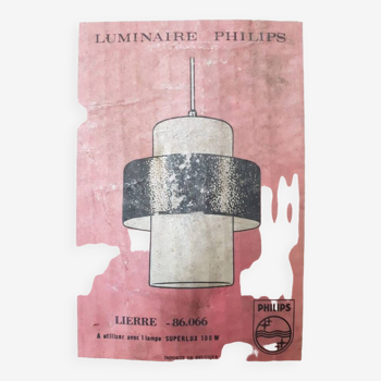 Paire suspension vintage 1960 Louis Kalff "Lierre" Philips carotte - 22 cm